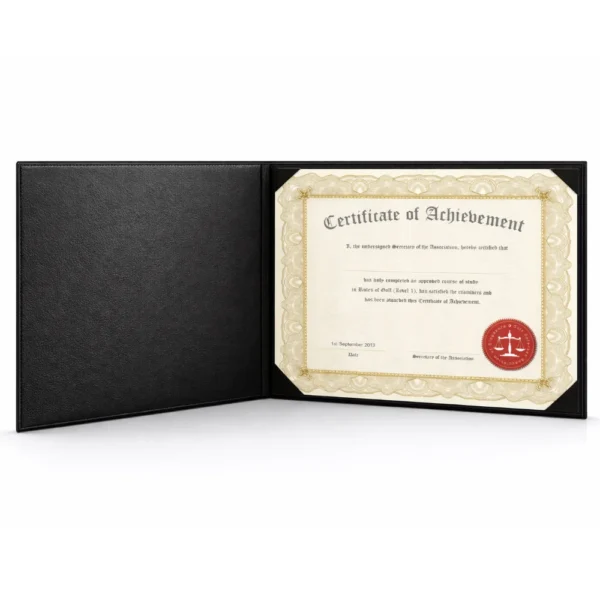 black landscape certificate folder