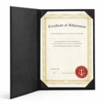 black portrait certificate folder