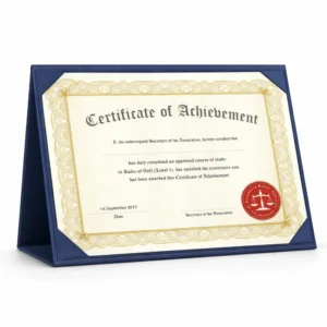 blue landscape certificate stand