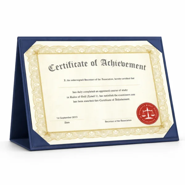 blue landscape certificate stand