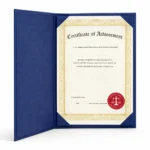 blue portrait certificate folder