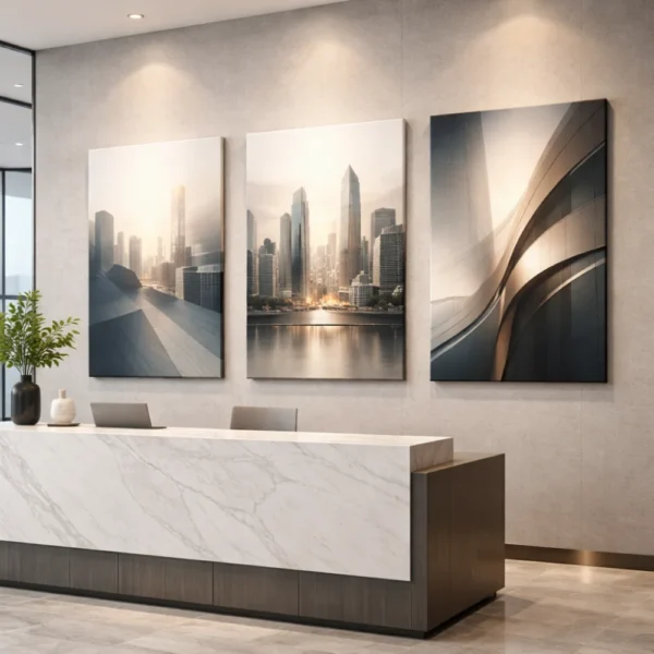 canvas prints modern office reception with abstract art