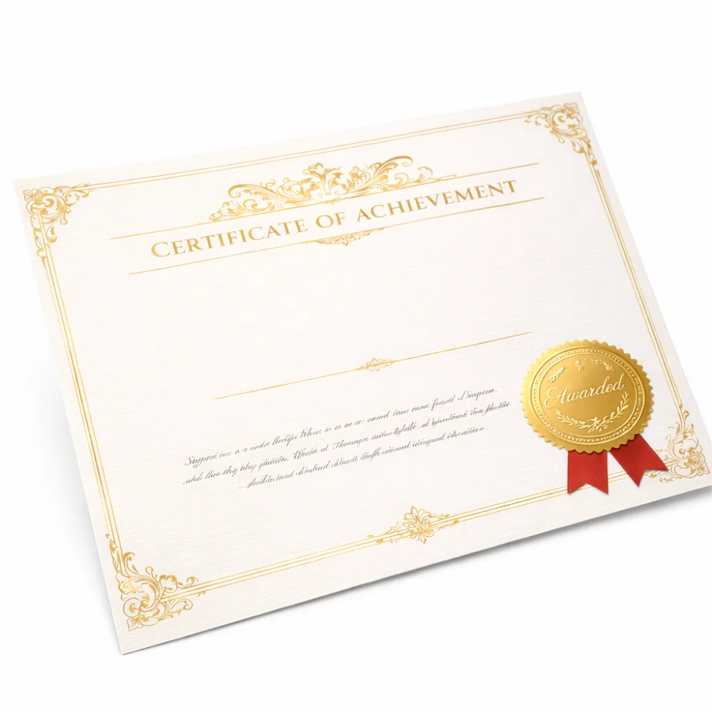 certificate of achievement with gold accents