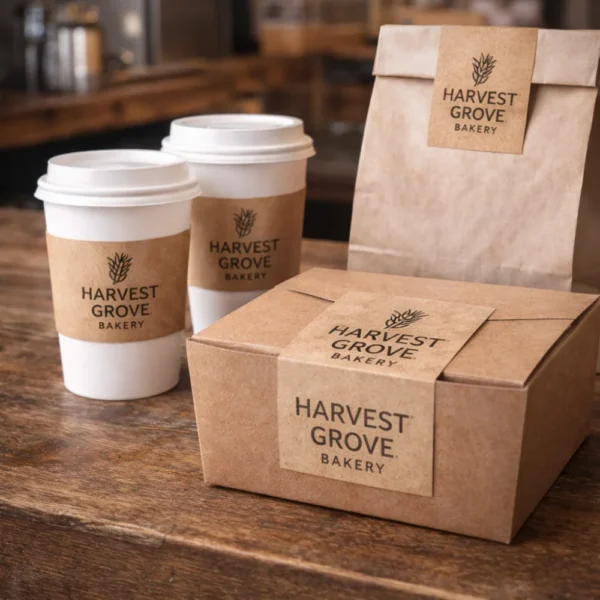 custom label stickers kraft labels on cafe packaging