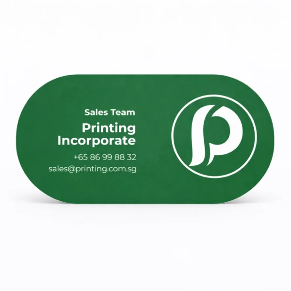 die cut business cards printing singapore dark green half circles design