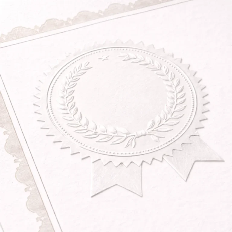 elegant embossed seal on certificate