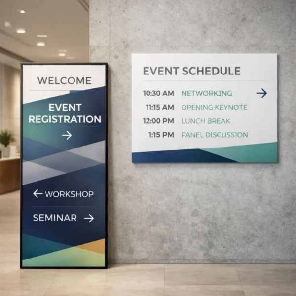 form board signs printing event registration and schedule display