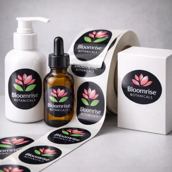 gloss finish roll stickers retail product branding use