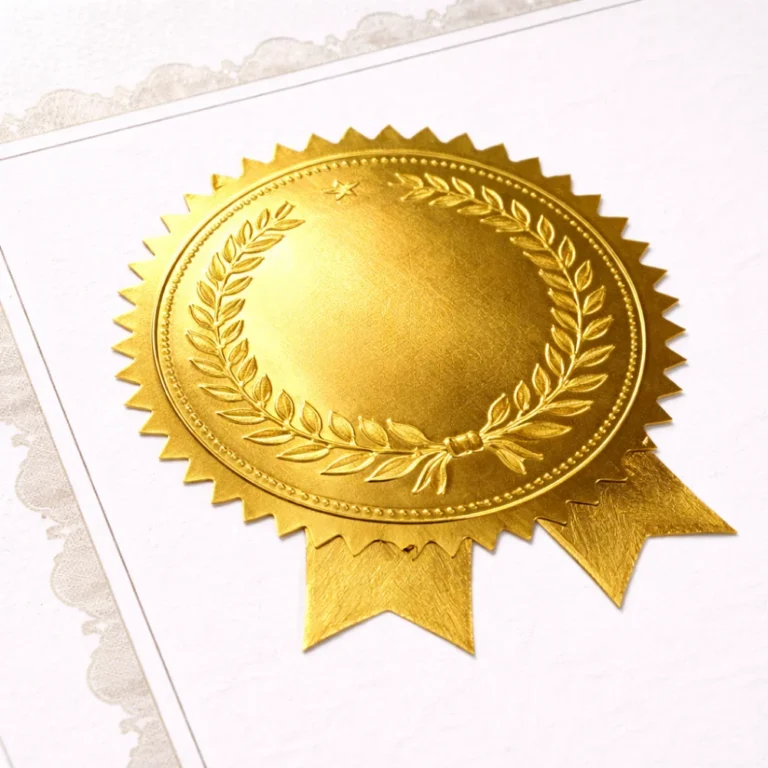 gold hotstamped seal on certificate