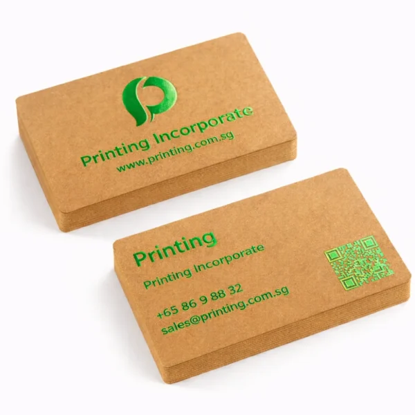 hot stamped business cards printing singapore kraft green foil