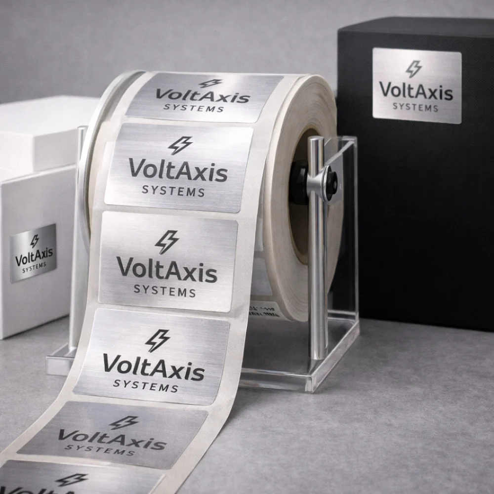 metallic silver roll stickers tech product seals