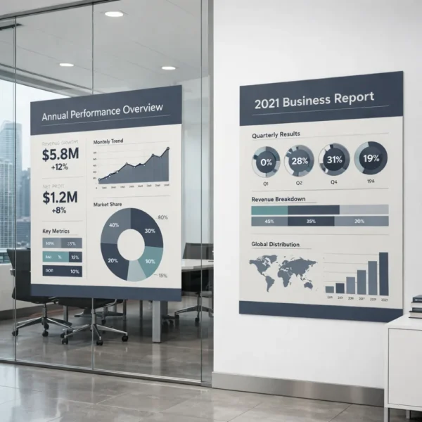 posters printing modern office with business infographics