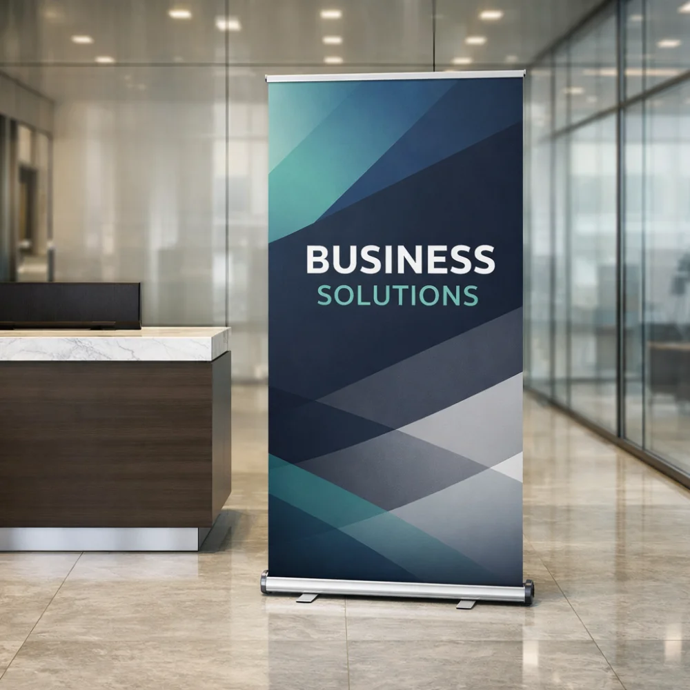rollup banners printing corporate lobby with business banner