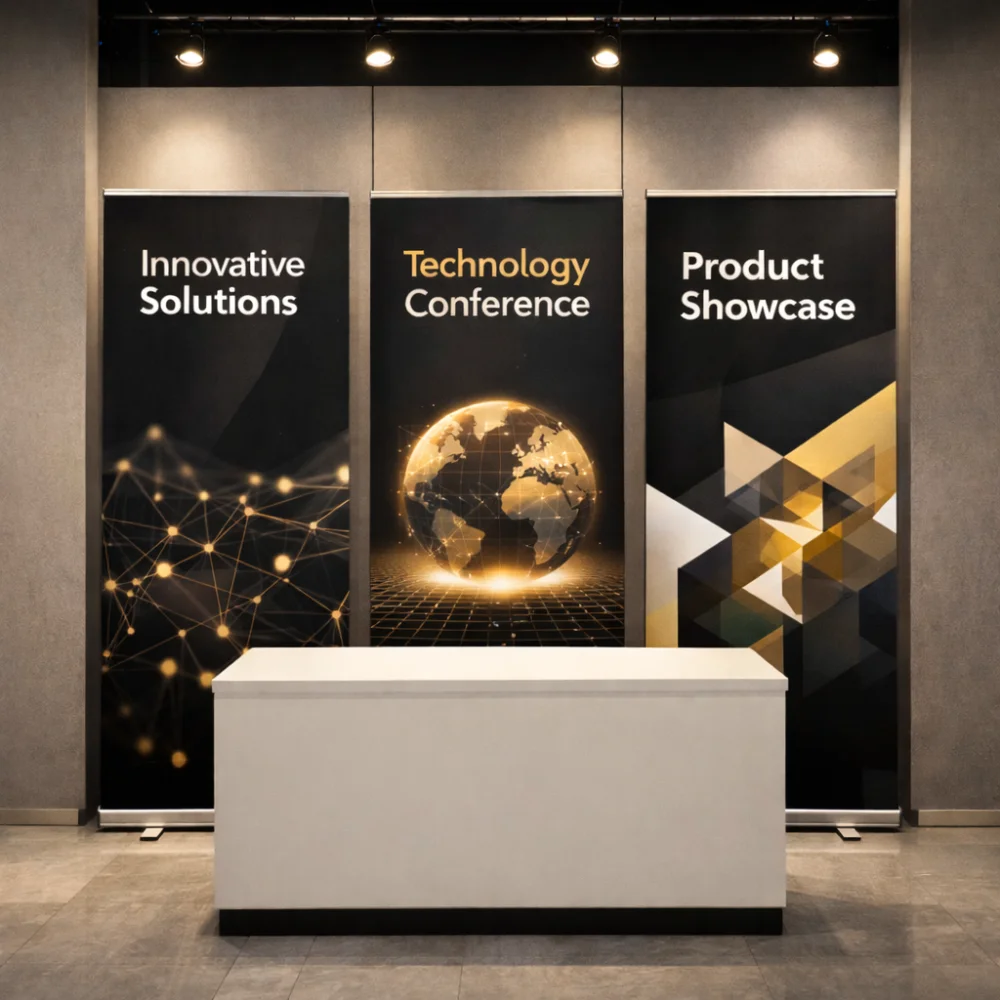 rollup banners printing professional exhibition booth at conference