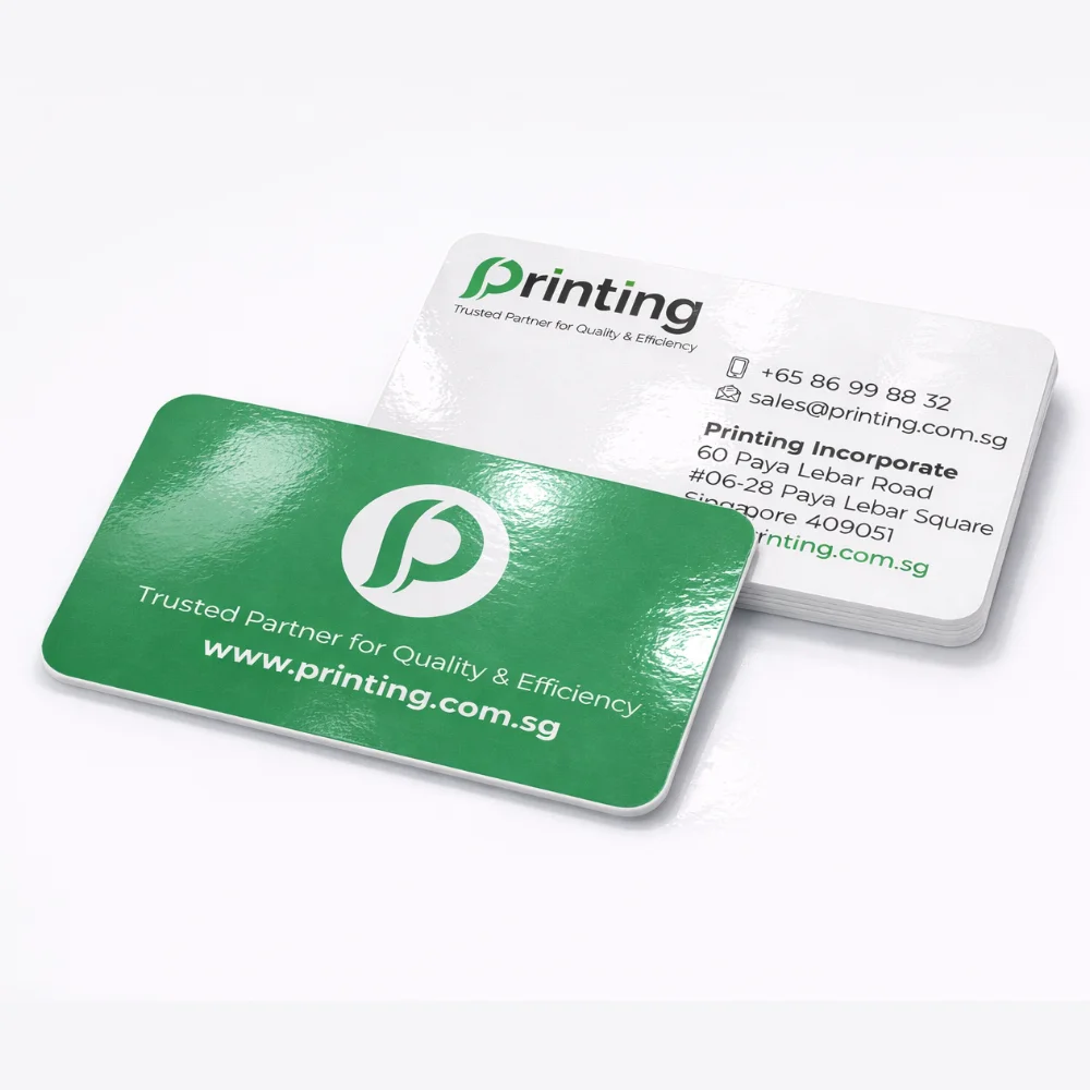 standard business cards printing singapore gloss rounded corners