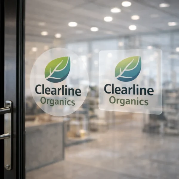 transparent stickers clearline organics shop door stickers