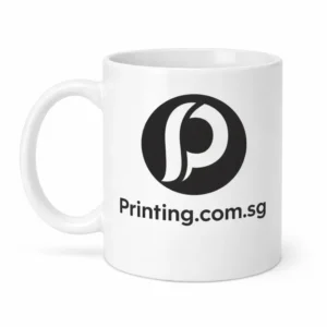 white ceramic mugs printed 1 colour logo