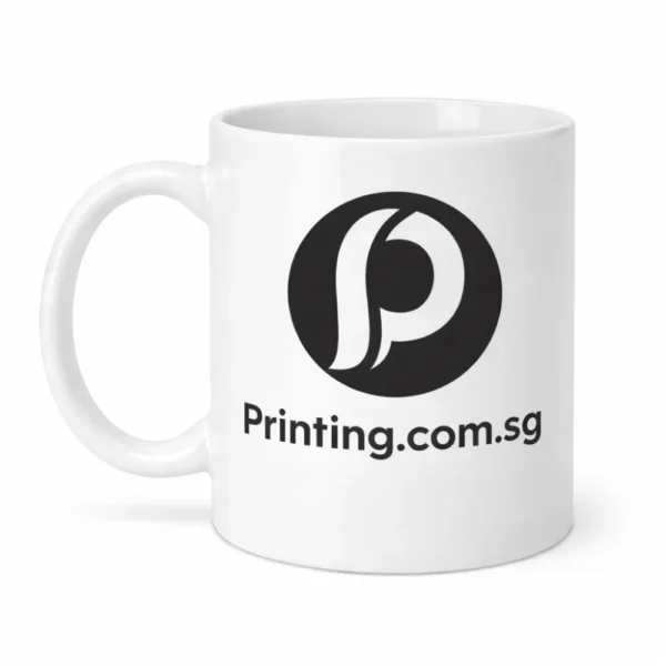 white ceramic mugs printed 1 colour logo