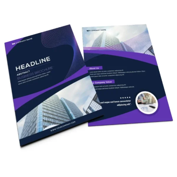 Purple corporate business brochure both side view printing Singapore with premium modern layout