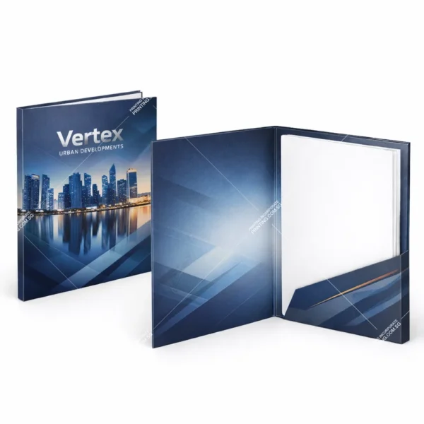 Corporate folder with pocket printing Singapore in A4 size with full colour cover design