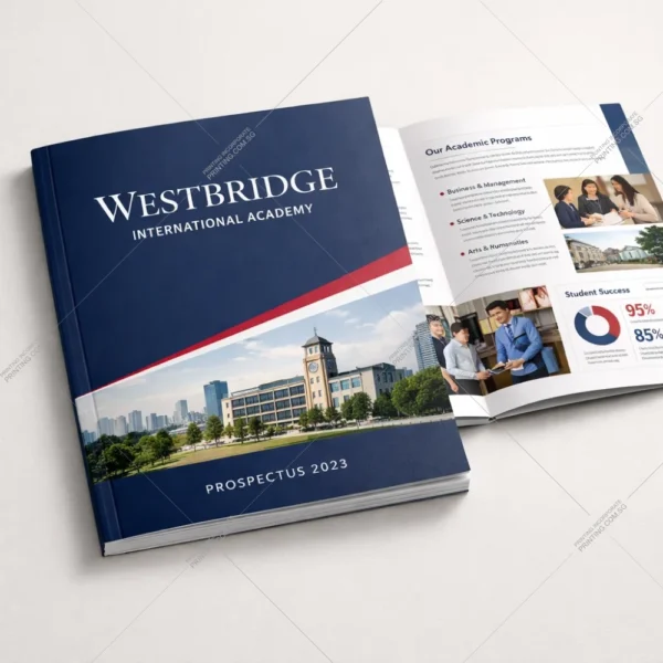 Education prospectus perfect bound booklet printing Singapore for international academy