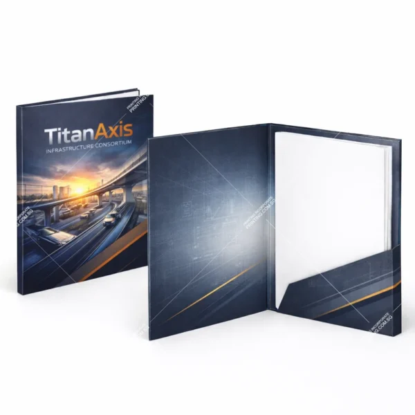 Infrastructure project corporate folder printing Singapore with construction project design