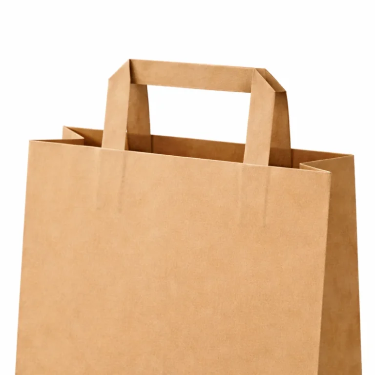 paper bags flat handle close up view