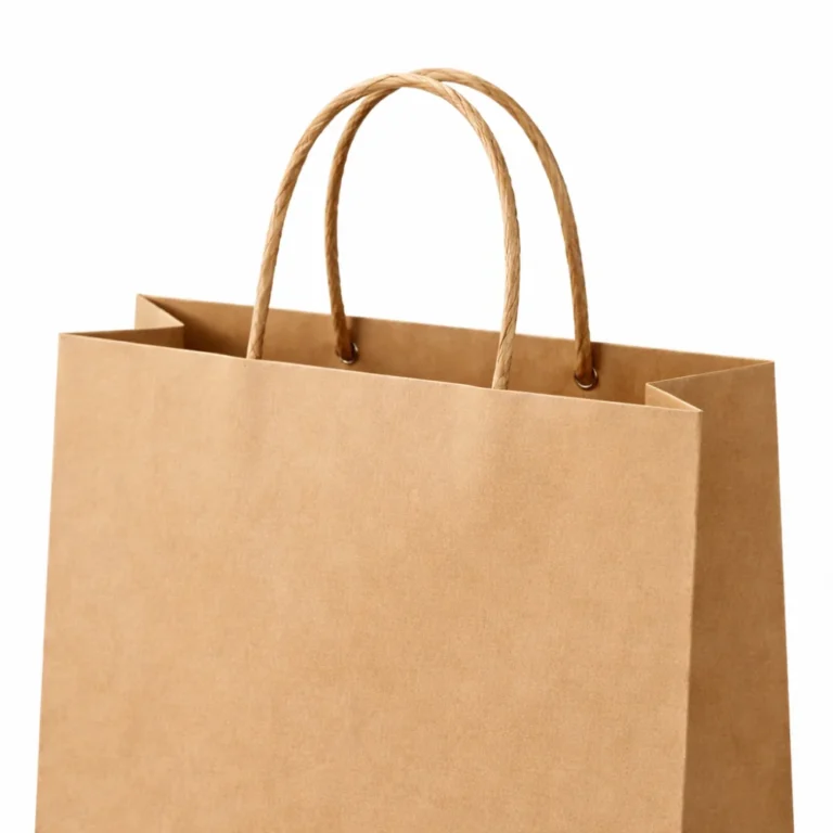 paper bags twisted handle close up view