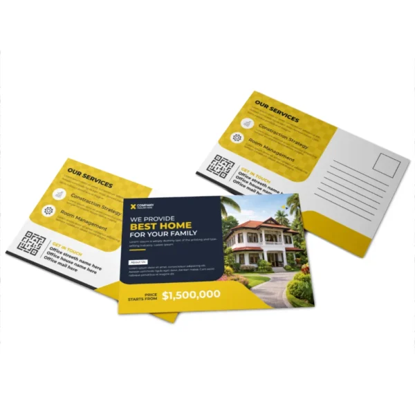 Real estate postcard printing Singapore with property marketing design front and back view