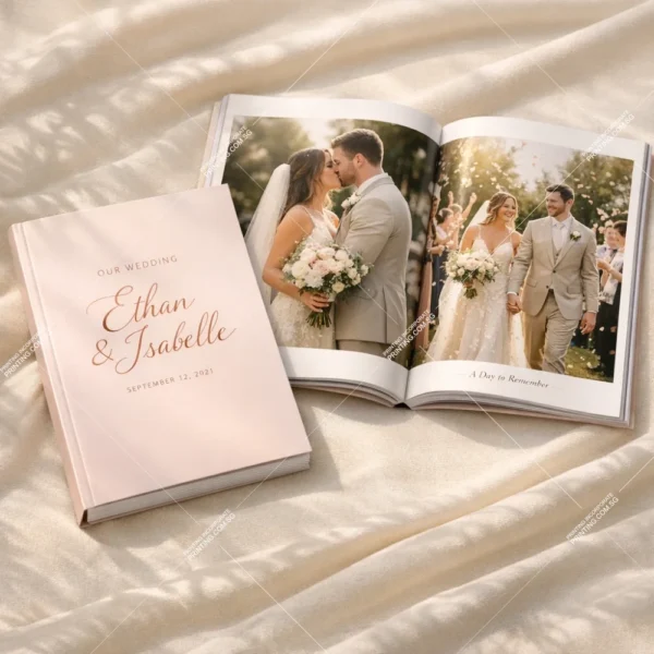 Wedding memory book perfect bound booklet printing Singapore with soft pastel cover