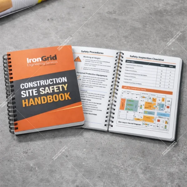 Construction site safety handbook wire o booklet printing Singapore with durable spiral binding