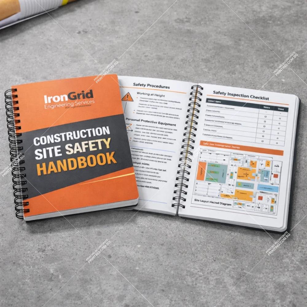 Construction site safety handbook wire o booklet printing Singapore with durable spiral binding
