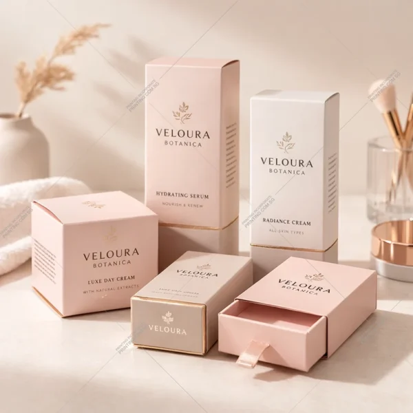 Cosmetic beauty packaging box printing Singapore with pastel luxury skincare packaging