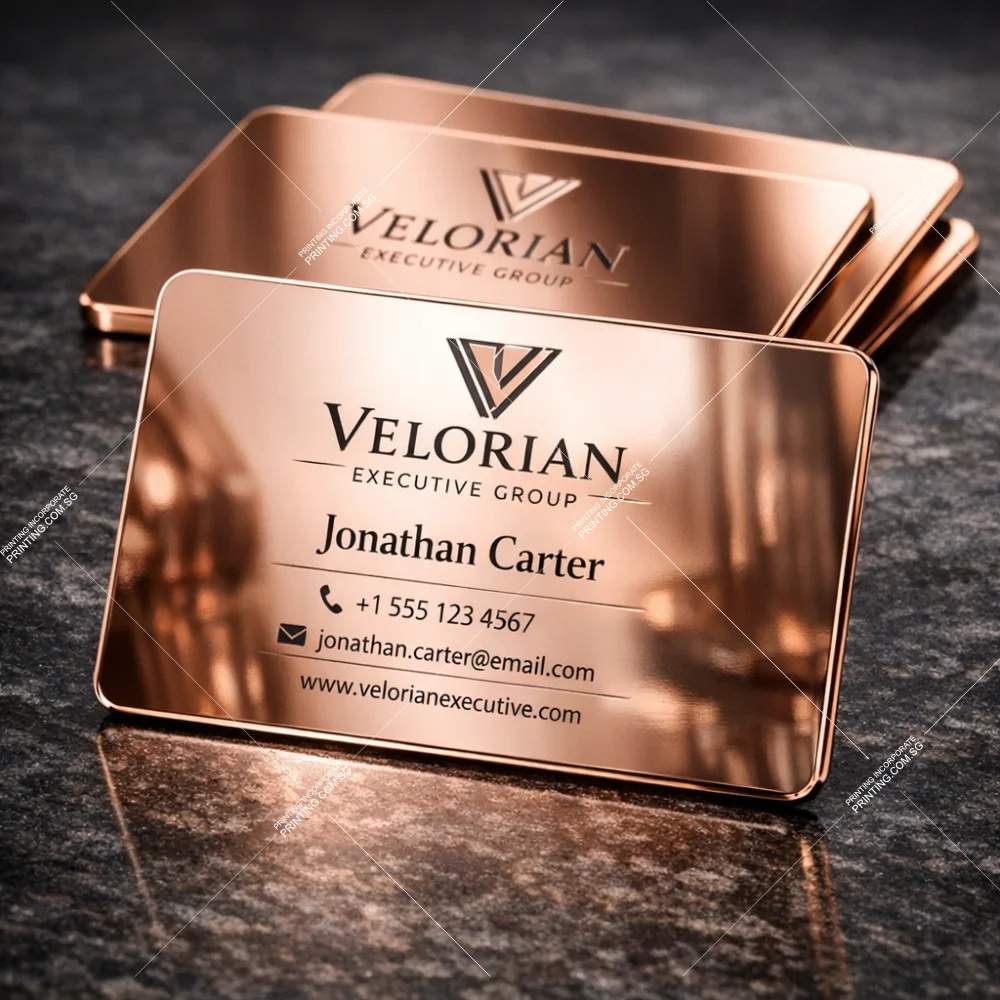 Mirror rose gold metal business cards with reflective luxury finish