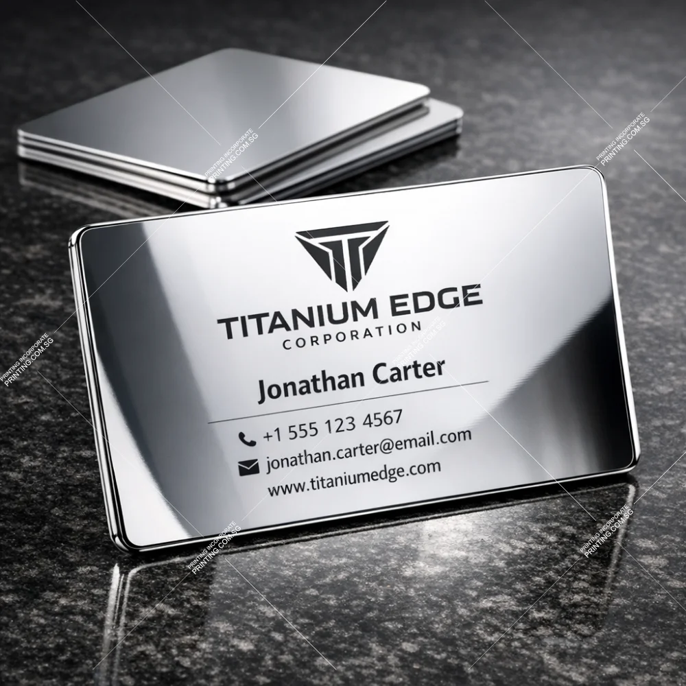 Mirror silver metal business cards with reflective chrome finish