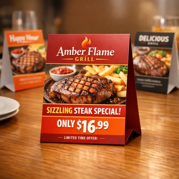 restaurant promotion table tent printing Singapore advertising steak special